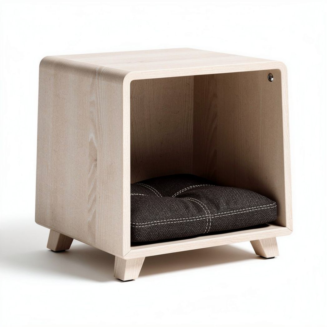 Wooden pet house with removable cushion for indoor pet comfort 40 x 40 x 40cm
