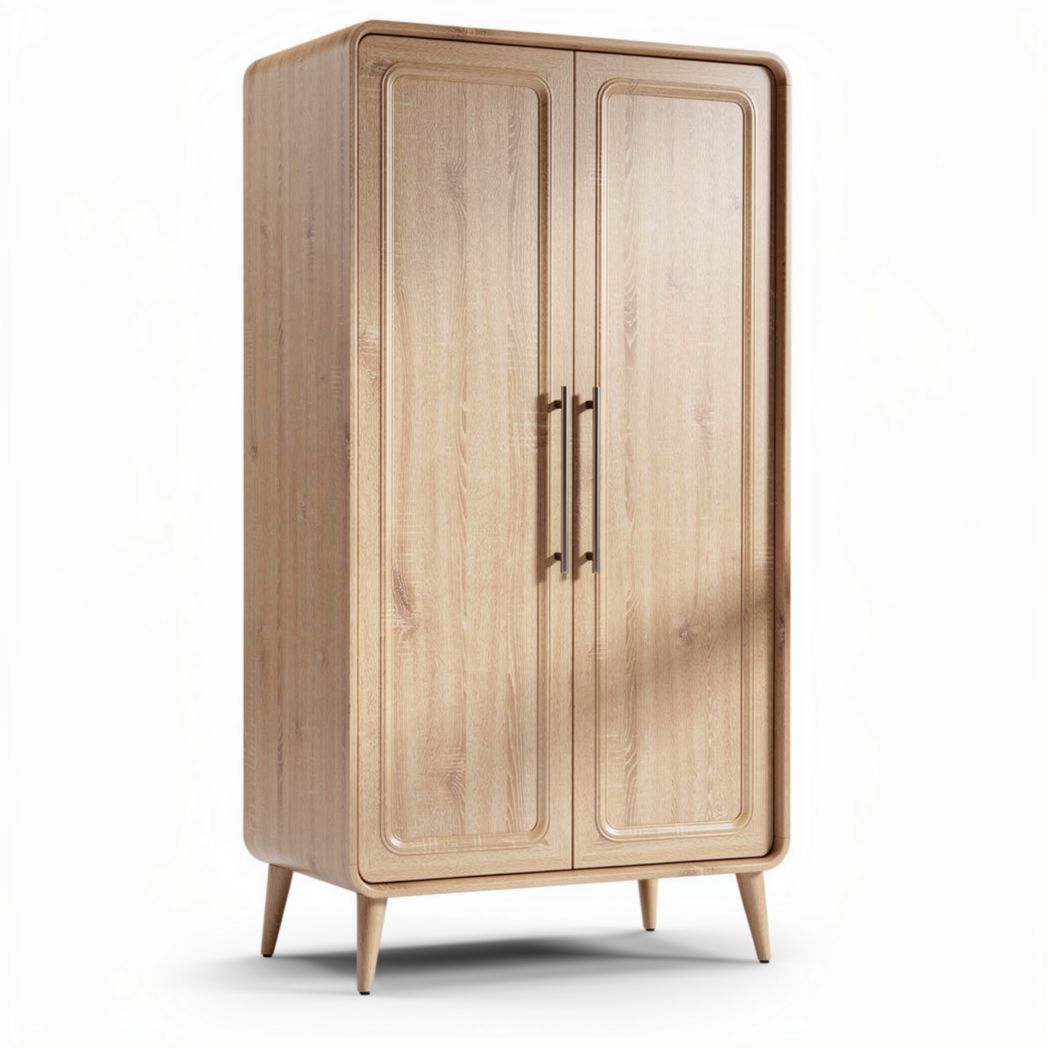 Wooden wardrobe for storage with two doors and legs 80 x 40 x 180cm