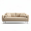 Beige fabric sofa with steel legs and removable cushions 200 x 85 x 75cm