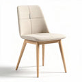 Fabric dining chair with wooden legs in cream color 45 x 45 x 85cm